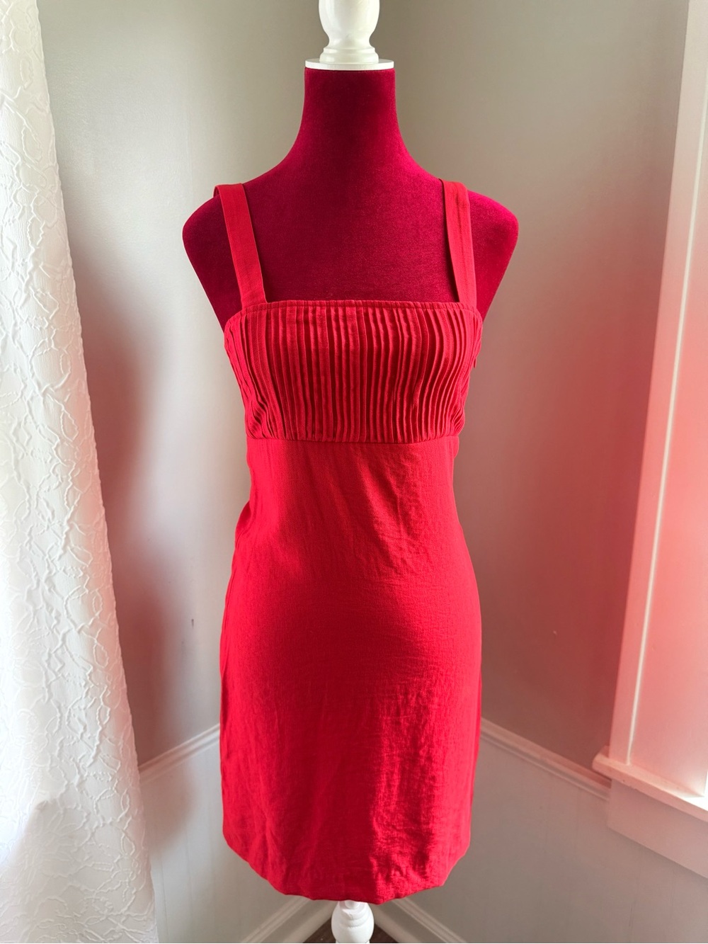 H&M Women’s Red Pleated Bodice Mini Dress Size XS NWT Sleeveless Summer